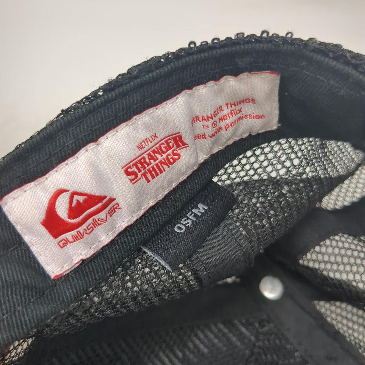 Quiksilver Trucker Hat Black One Size Stranger Things Netflix Shaka Patch Mesh