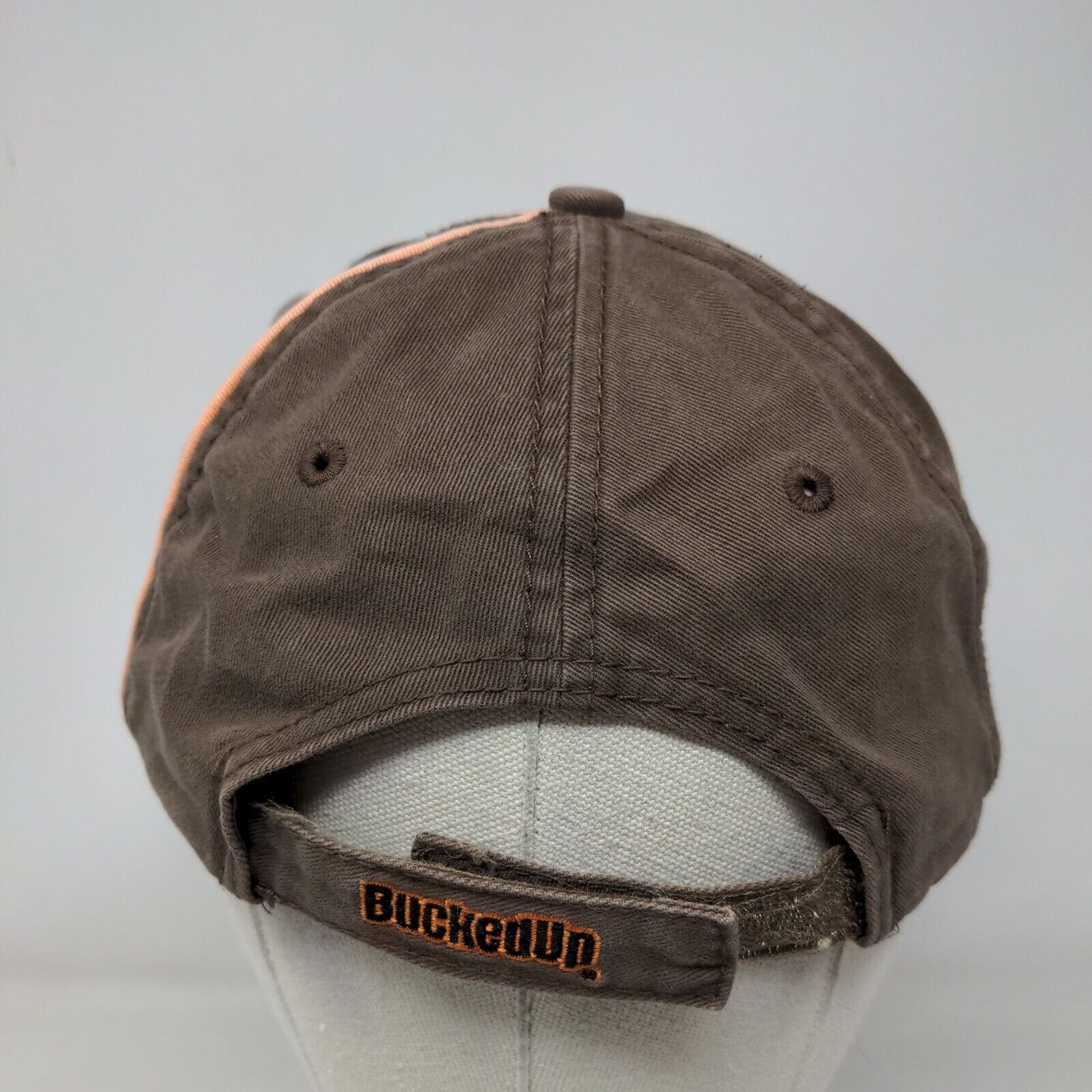 Bucked Up Strapback Hat Brown One Size Adjustable Embroidered Camouflage Cotton