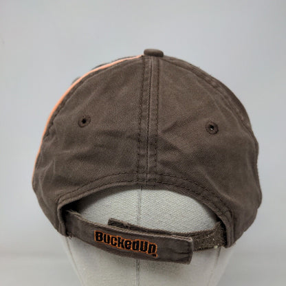 Bucked Up Strapback Hat Brown One Size Adjustable Embroidered Camouflage Cotton