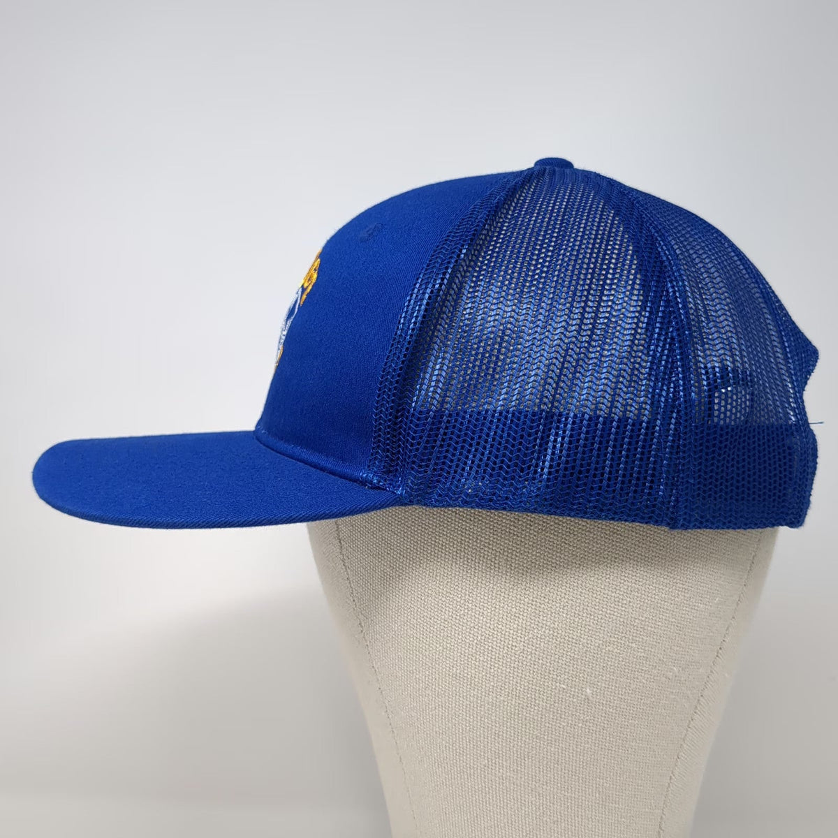Port Authority Trucker Hat Blue One Size Mesh Back Snapback Mountains Graphic