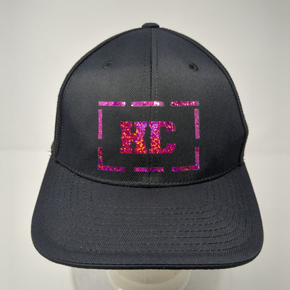 KC Fitted Trucker Hat Black 6 7/8-7 3/8 Pacflex Mesh Back Pacific Headwear