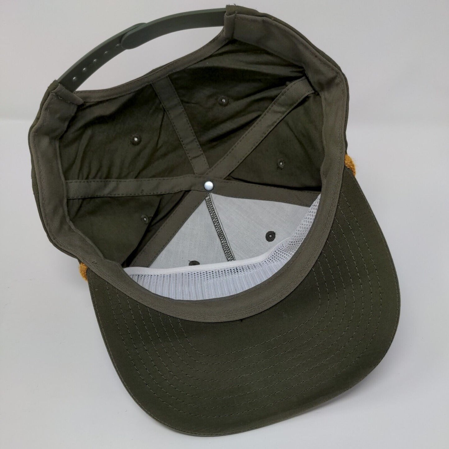 HEST Snapback Hat Green One Size Adjustable Embroidered Vented Holes Rope