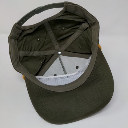 HEST Snapback Hat Green One Size Adjustable Embroidered Vented Holes Rope