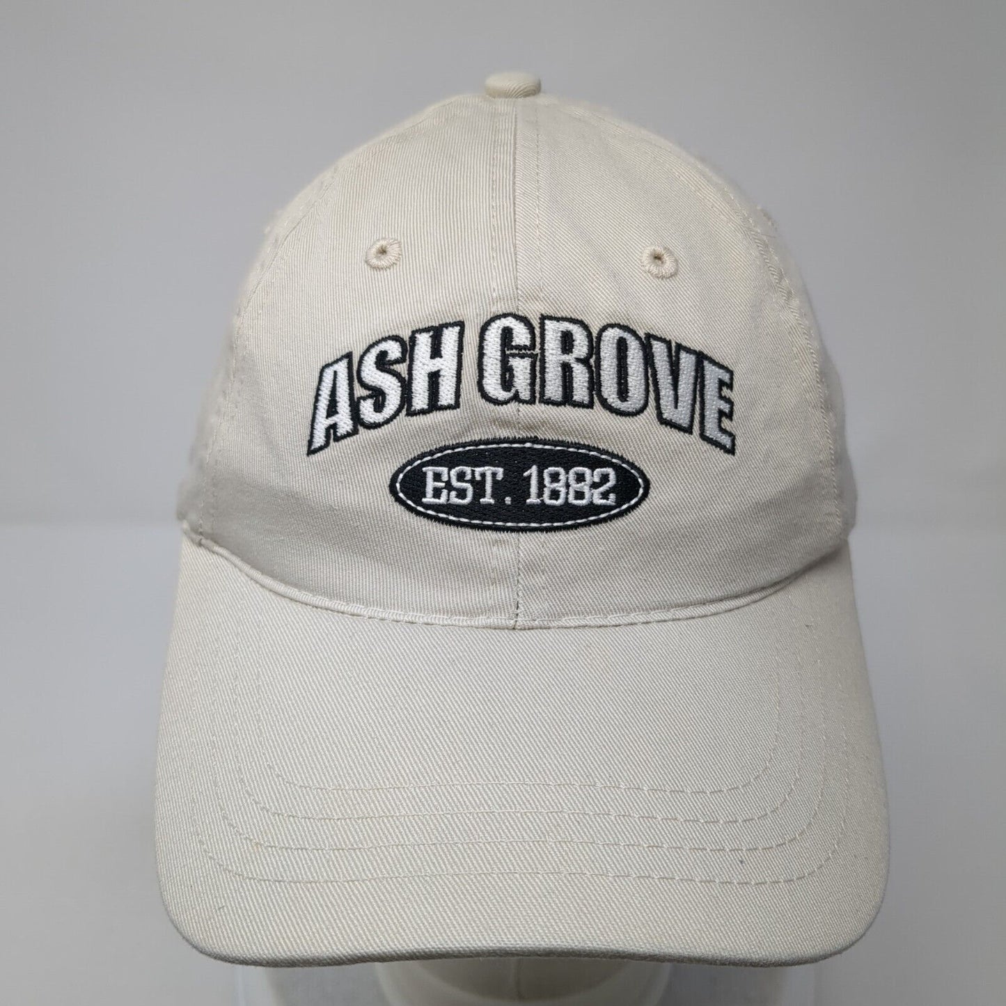 Ash Grove Slideback Hat Tan One Size Adjustable Embroidered Vent Holes