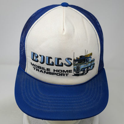 Trucker Hat Blue OSFM Bills Mobile Home Transport Semi Truck Graphic Foam Mesh