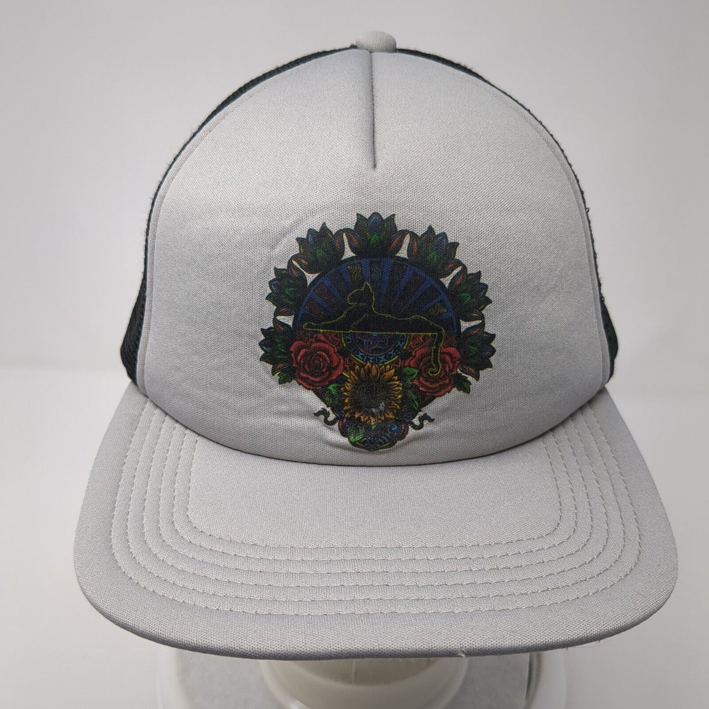 Big X Snapback Mesh Back Trucker Hat Gray One Size Adjustable Floral Logo