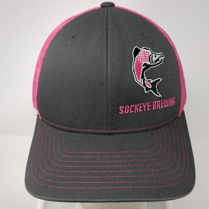 Richardson Trucker Hat Gray Pink One Size Sockeye Brewing Salmon Mesh Snapback