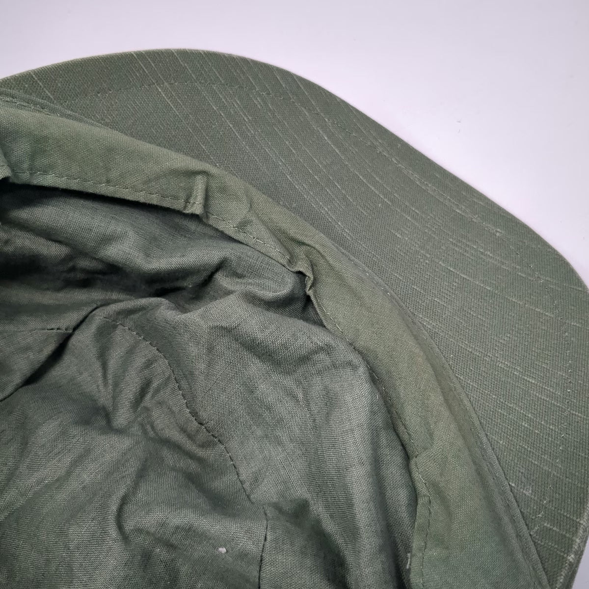 Army Cap Hat Green One Size Side Buttons Elastic Back Gathered Crown Plain Top
