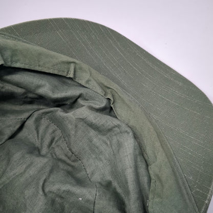Army Cap Hat Green One Size Side Buttons Elastic Back Gathered Crown Plain Top