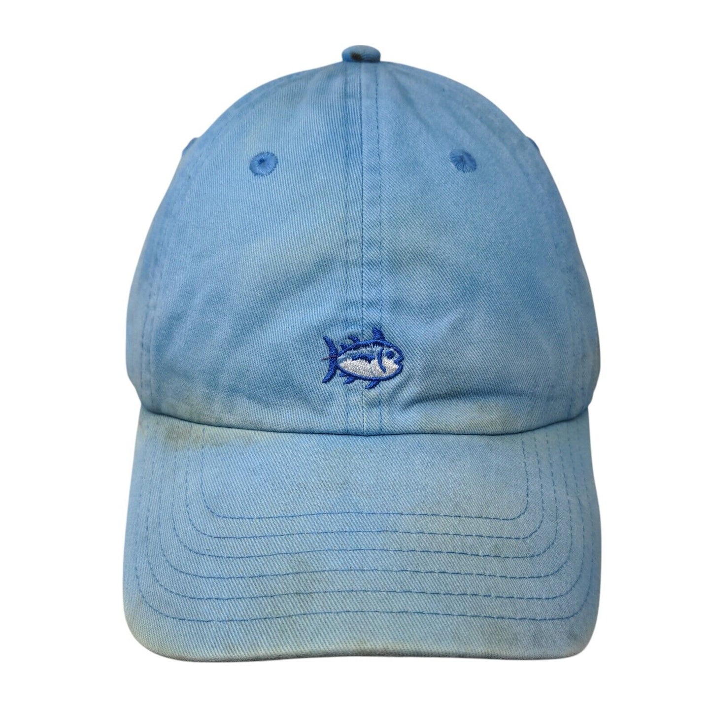 Southern Tide Slideback Hat Blue One Size Embroidered Fish 6 Panel
