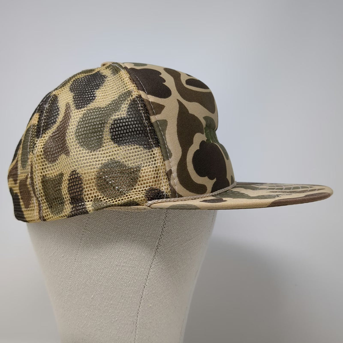Nissin Cap Trucker Hat Brown One Size Camo Mesh Back Braided Rope Spencer