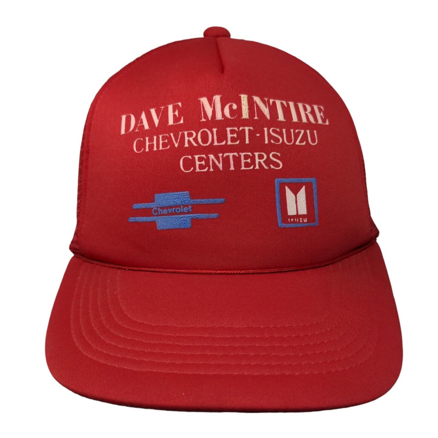 Dave McIntire Chevrolet-Isuzu Centers Snapback Trucker Hat Red OSFA Mesh Back