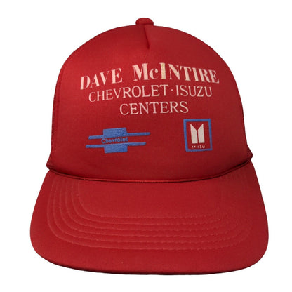 Dave McIntire Chevrolet-Isuzu Centers Snapback Trucker Hat Red OSFA Mesh Back