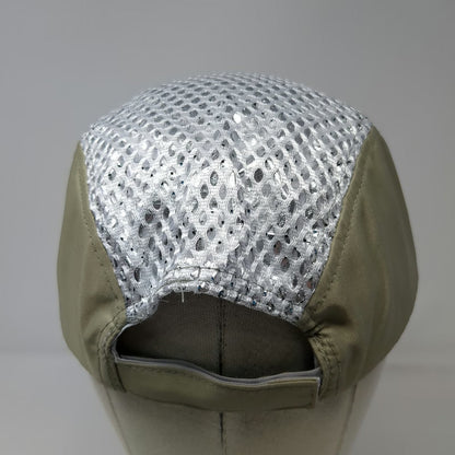 Baseball Cap Beige Silver Mesh OSFM Strapback Breathable Athletic Running Hat