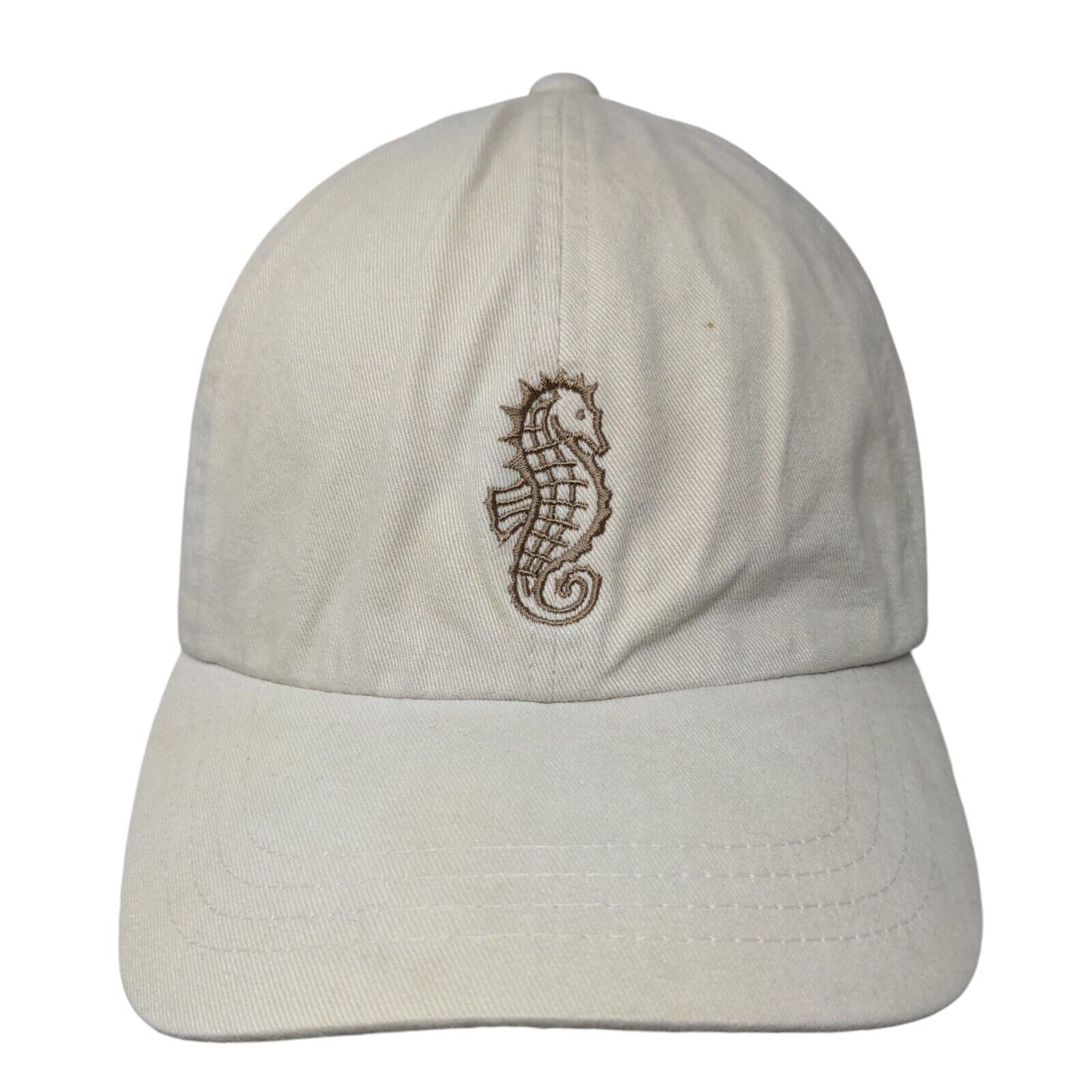Sea Horse Slideback Hat Cream OSFA Embroidered Vent Holes L.L. Bean