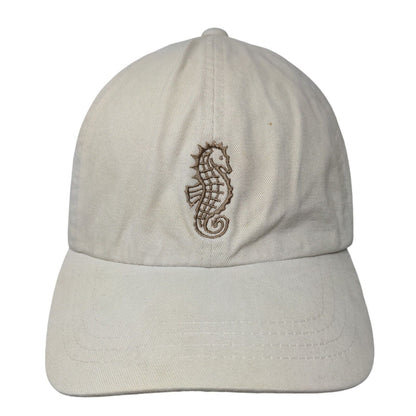 Sea Horse Slideback Hat Cream OSFA Embroidered Vent Holes L.L. Bean