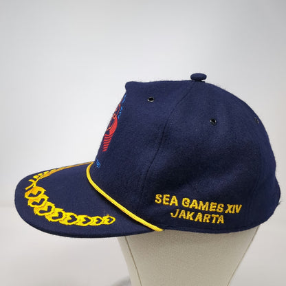 Jakarta 1987 SEA Games XIV Blue 5 Panel One Size Hat Laurel Wreath Rope Cord