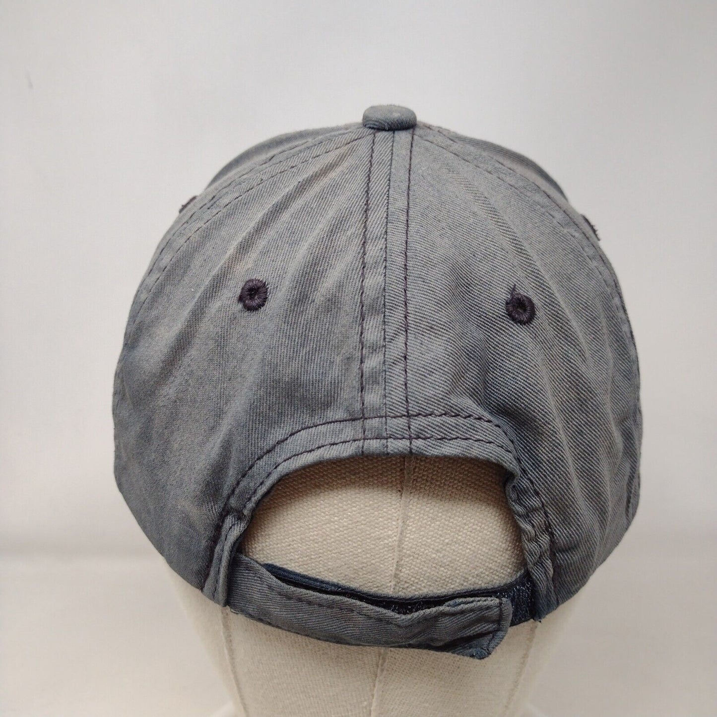 CAT Strapback Hat Blue One Size Solid Embroidered 6 Panel Vent Holes