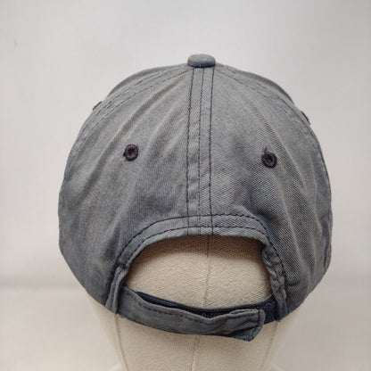 CAT Strapback Hat Blue One Size Solid Embroidered 6 Panel Vent Holes
