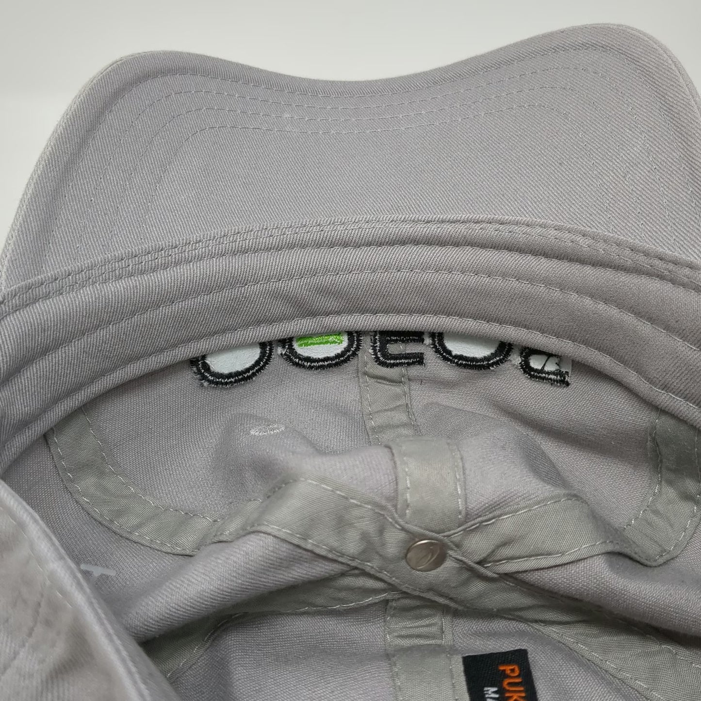 Pukka Oofos Baseball Cap Gray One Size Slideback Cotton Hat Embroidered Logo