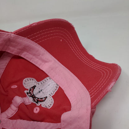 KB Ethos Women's Strapback Hat Pink Embroidered Crazy Heifer Cow Logo Distressed