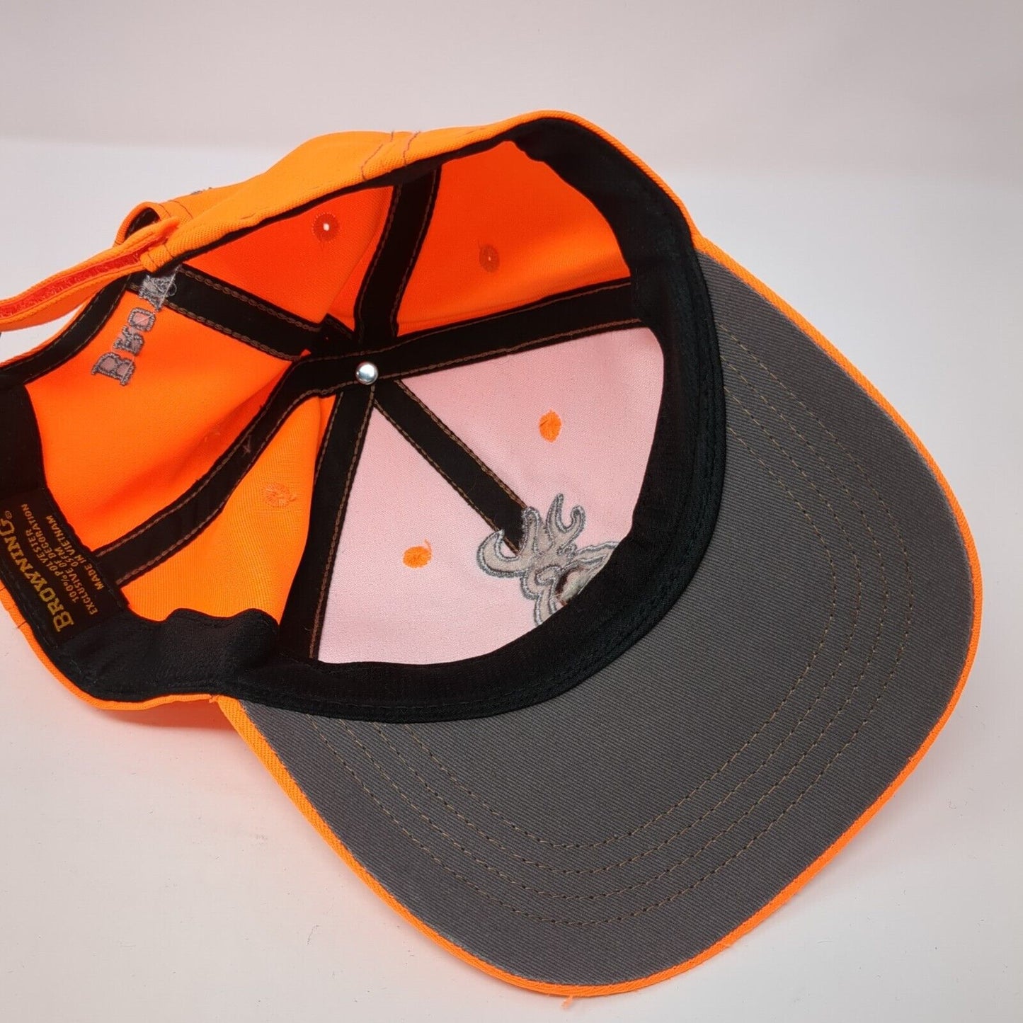 Browning Strapback Hat Orange One Size Adjustable Embroidered 6 Panel Polyester