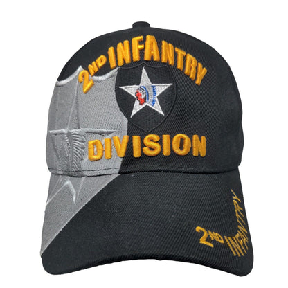 2nd Infantry Division Strapback Hat Black One Size Adjustable Embroidered