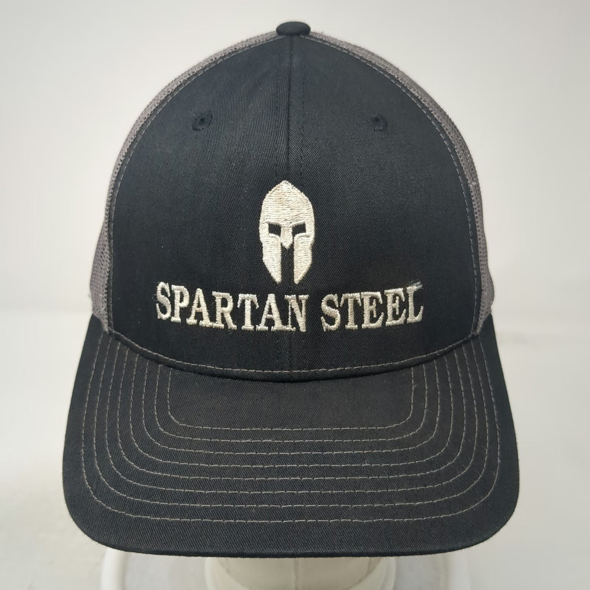 Richardson Trucker Hat Black One Size Spartan Steel Molon Labe Mesh Back Hat