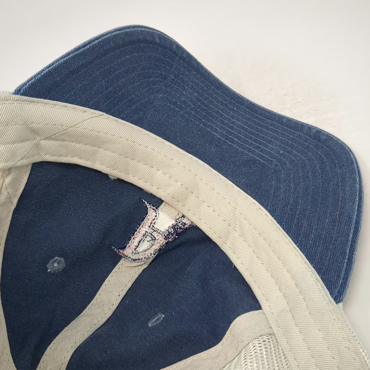 Sportman Trucker Hat Blue Beige One Size Aberondon Logo Snapback Mesh Adjustable