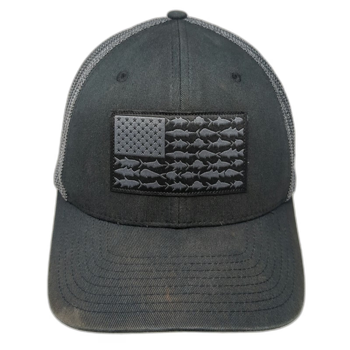 Columbia Baseball Cap Gray XL PFG Fishing Gear American Flag Mesh Back Hat