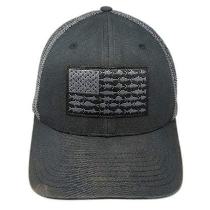 Columbia Baseball Cap Gray XL PFG Fishing Gear American Flag Mesh Back Hat
