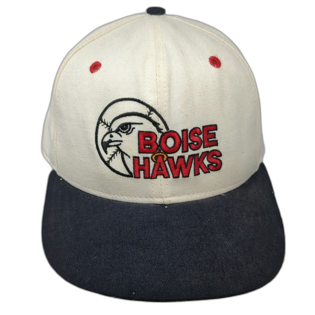 Boise Hawks Minor League New Era Cap Beige Black Red 7 3/8 Wool Made in USA 5950