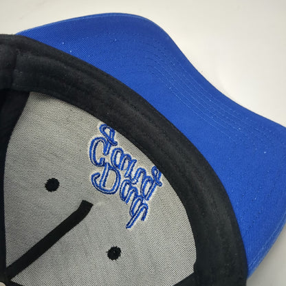 Dad Gang 5 Panel Black Blue One Size Snapback Hat Logo Script Embroidery Graphic