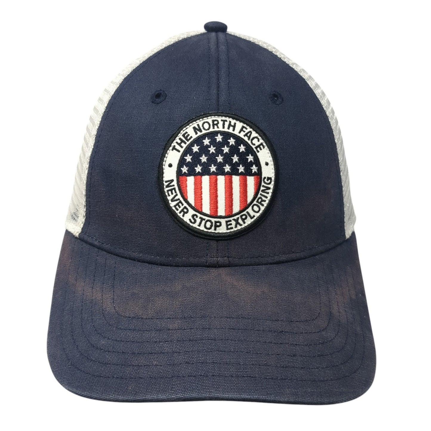 The North Face Snapback Trucker Hat Blue One Size Mesh Back Colorblock