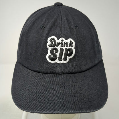Black Baseball Cap One Size Drink SIP Embroidered Patch Cotton Hat Slideback