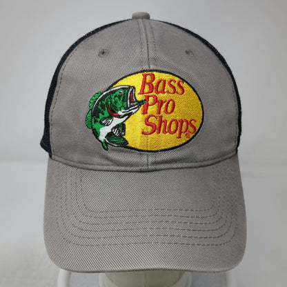 Bass Pro Shops Trucker Hat Gray Black One Size Mesh Snapback Embroidered Fishing