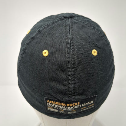 Reebok Anaheim Ducks Black Baseball Cap Hat OSFM Fitted NHL Center Ice Yellow