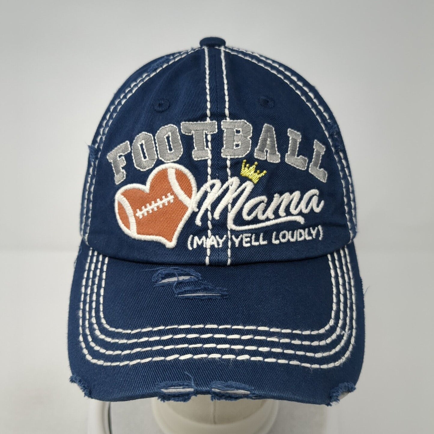 Football Mama May Yell Loudly Strapback Hat Blue OS KB ETHOS Vintage