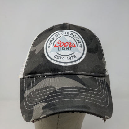 Coors Light Men's Strapback Mesh Back Gray Camo Hat OSFM Embroidered Logo Beer