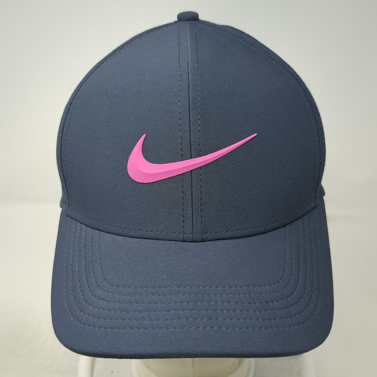 Nike Baseball Cap Gray One Size Hat Dri-FIT Perforated Pink Swoosh Classic 99