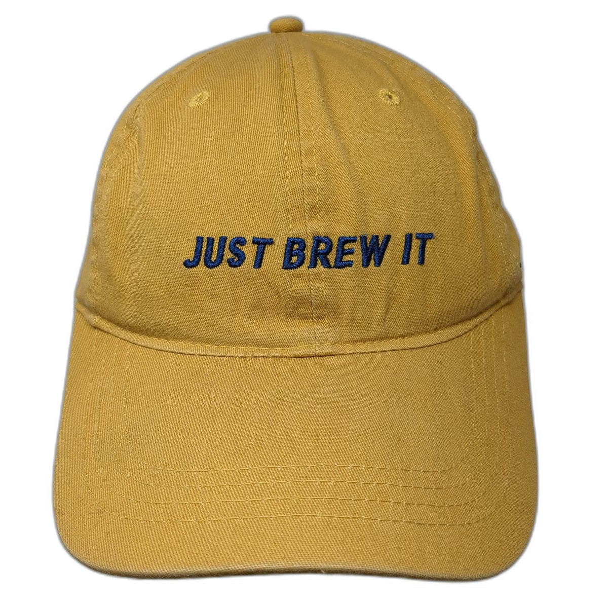 Dutch Bros Baseball Cap Yellow One Size Just Brew It Hat Slideback Blue Cotton