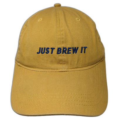 Dutch Bros Baseball Cap Yellow One Size Just Brew It Hat Slideback Blue Cotton