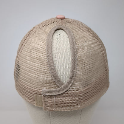 Dog Mom Ponytail Trucker Hat Pink One Size Adjustable Distressed Mesh Back