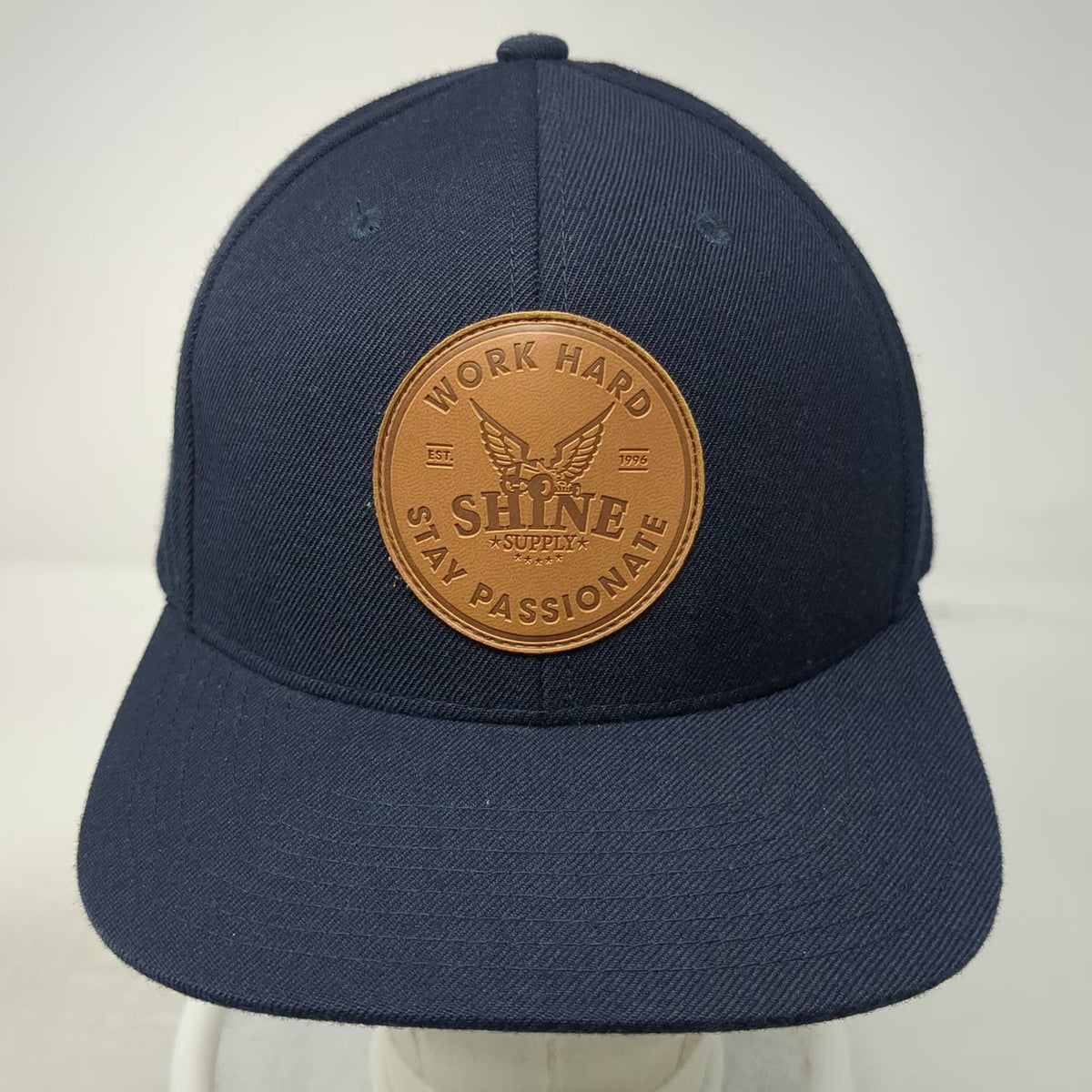 Yupoong Snapback Blue One Size Hat Shine Supply Leather Patch Green Undervisor