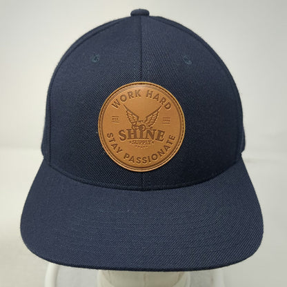 Yupoong Snapback Blue One Size Hat Shine Supply Leather Patch Green Undervisor