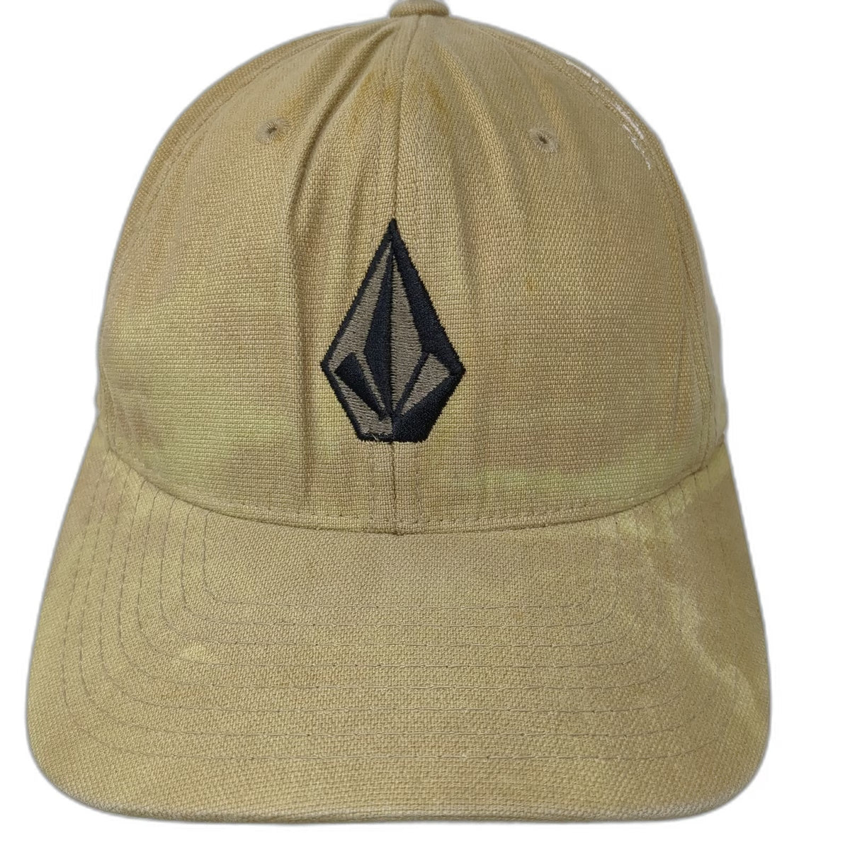 Volcom Baseball Cap Beige M Flexfit Embroidered Stone Logo Cotton Spandex Hat