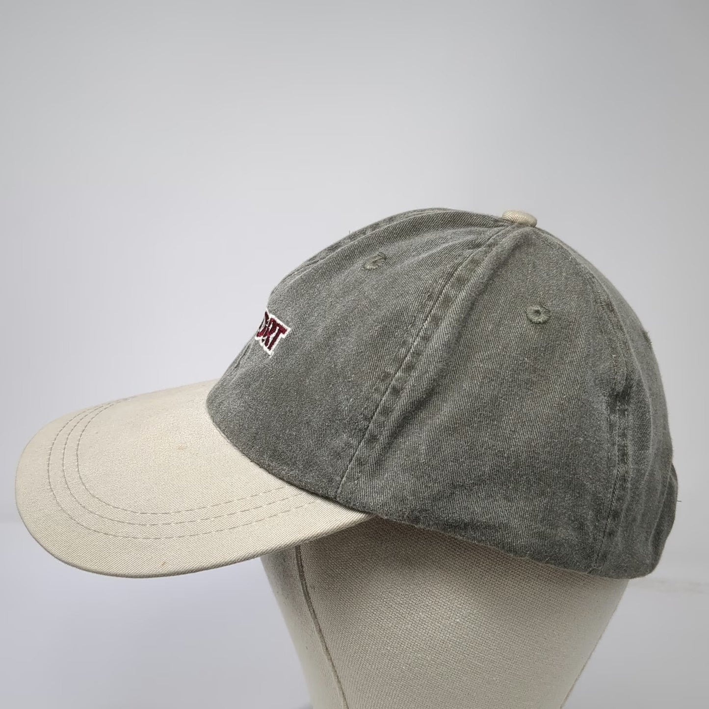 JanSport Baseball Cap Green Beige One Size Slideback Cotton Two Tone Logo Hat