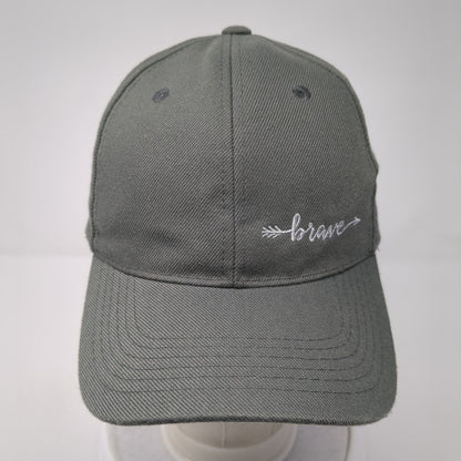 Brave Strapback Hat Gray One Size Adjustable Embroidered 6 Panel Polyester