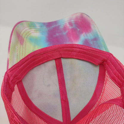 Shhh No One Cares Strapback Trucker Hat Multi OSFA Tie Dye Ponytail