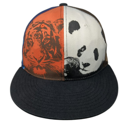 San Diego Zoo Snapback Hat Black One Size Animals Tiger Panda Elephant Print